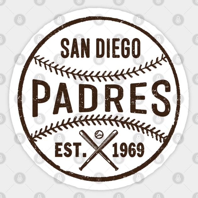 Vintage San Diego Padres Ball by Buck Tee Sticker by Buck Tee